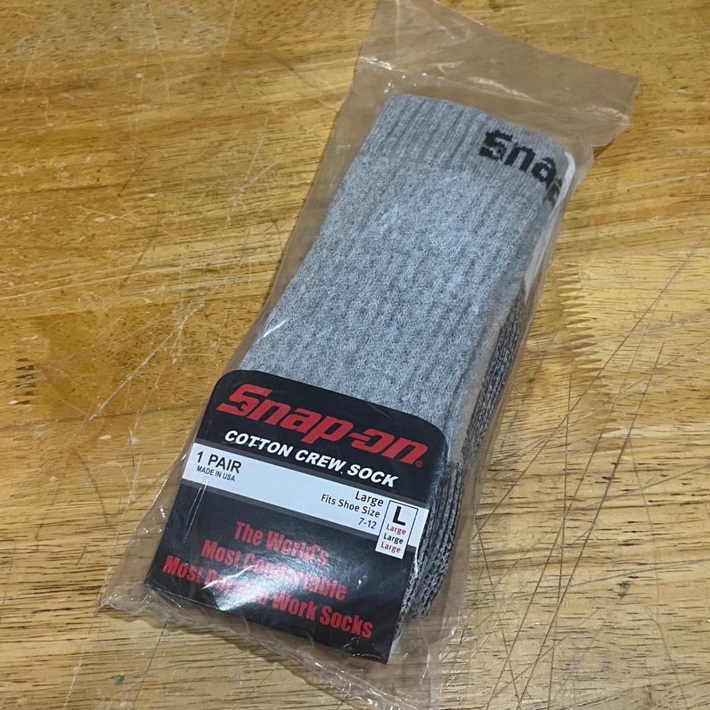 Snap-on Mens Cotton Crew Socks‎ Gray Heavy Duty Work Socks Size Large 7-12 USA